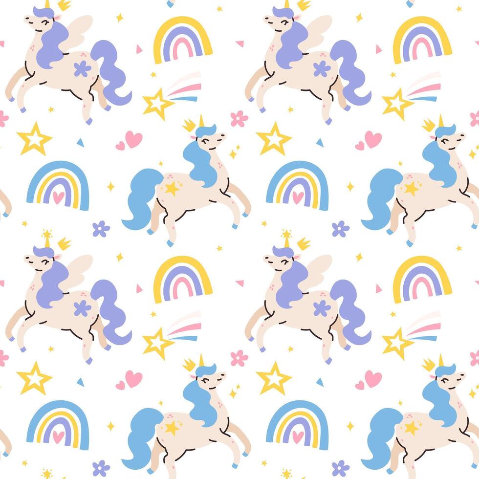 Cute pattern with unicorns vector