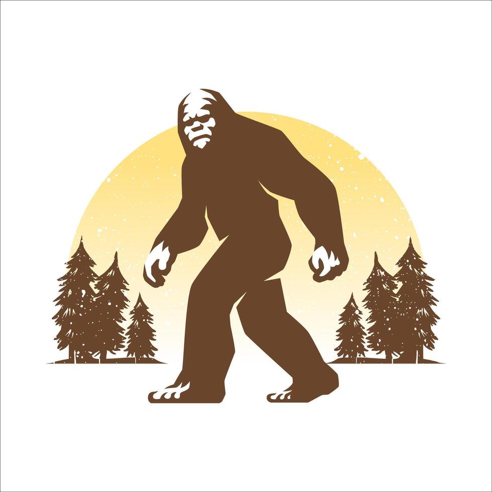 MINIMALIST ILLUSTRATION OF BIGFOOT SASQUATCH vector