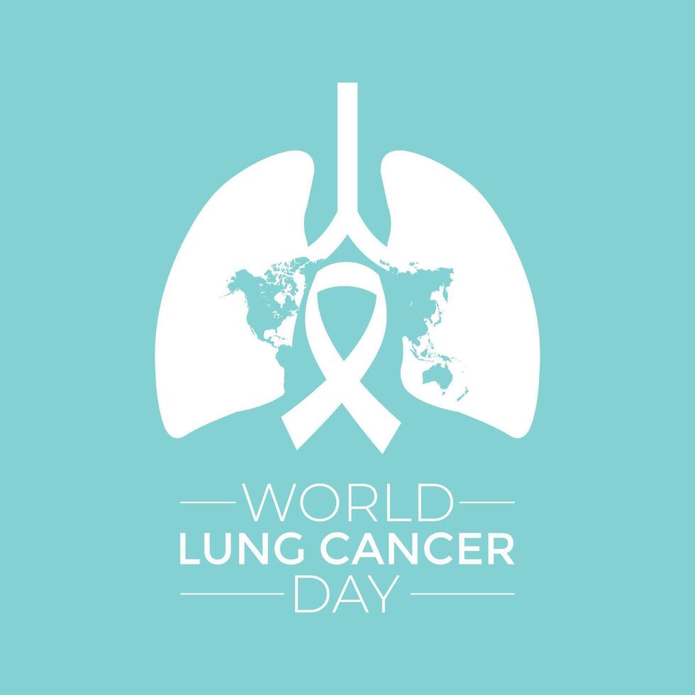 illustration World Lung Cancer day is observed every year on August 1. ribbon with lung icon illustration background template. Holiday concept. vector