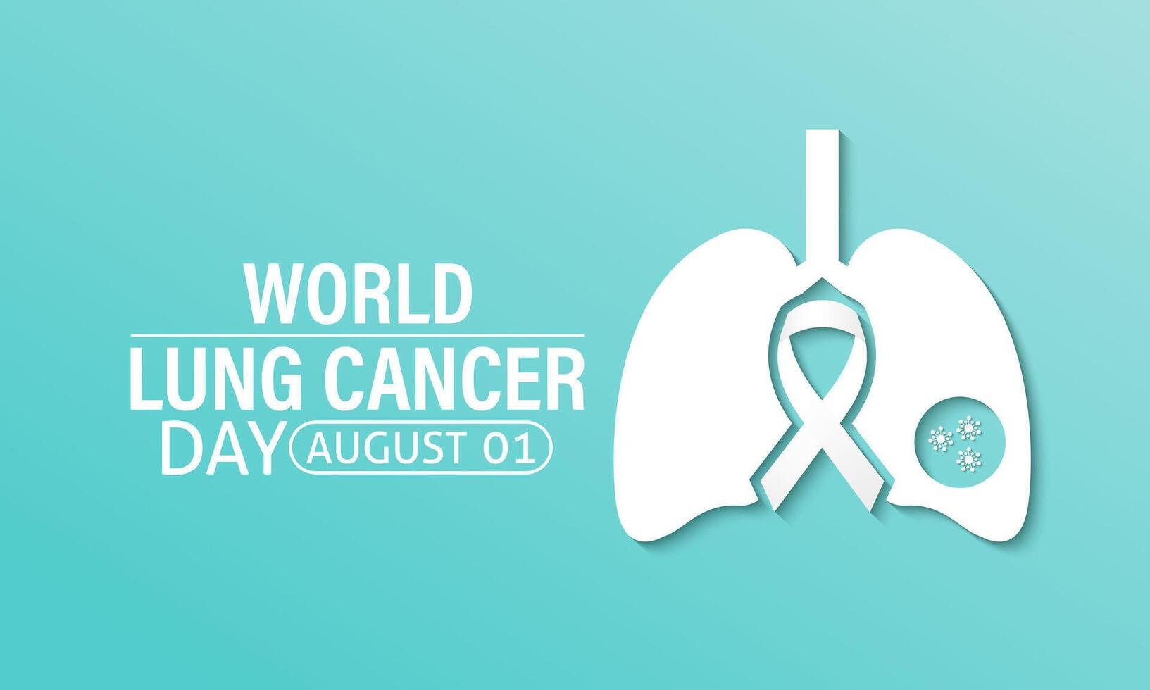 illustration World Lung Cancer day is observed every year on August 1. ribbon with lung icon illustration background template. Holiday concept. vector