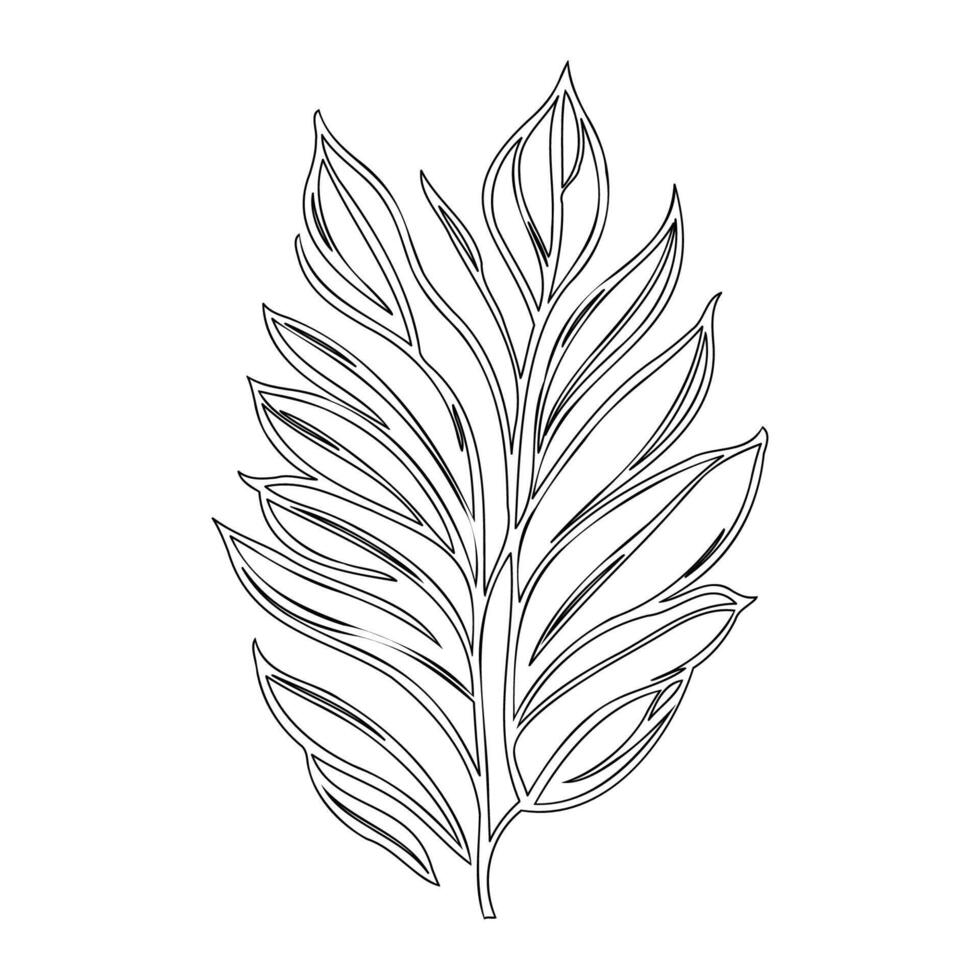parallel leaf floral outline illustration sketch vector