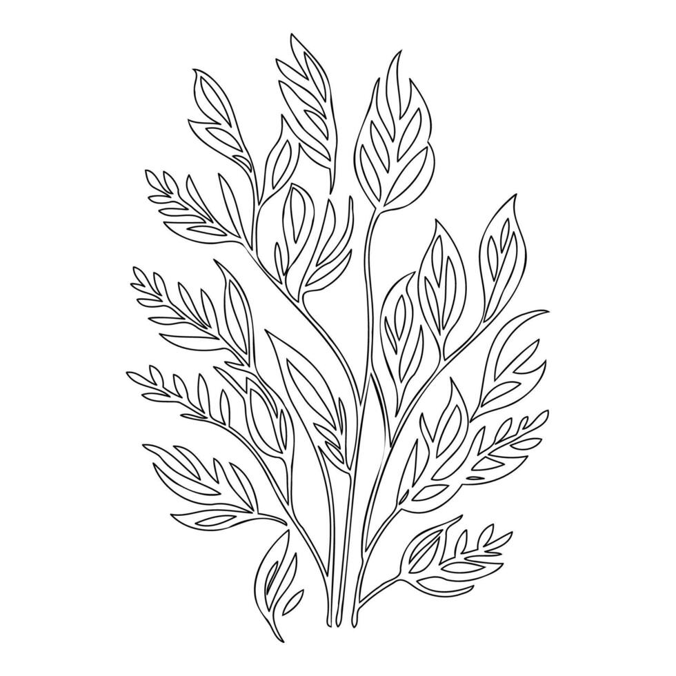 parallel leaf floral outline illustration sketch vector