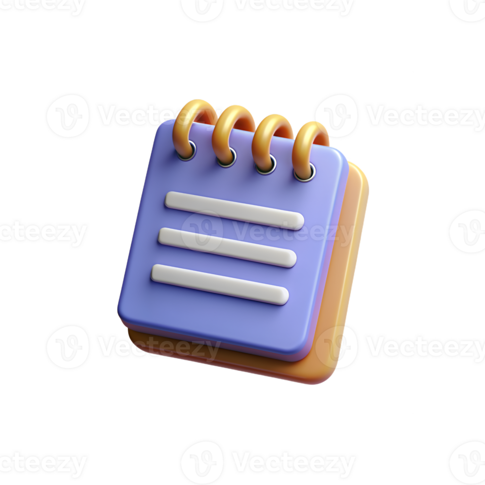 3D Illustration of a Closed Purple Notepad Icon png