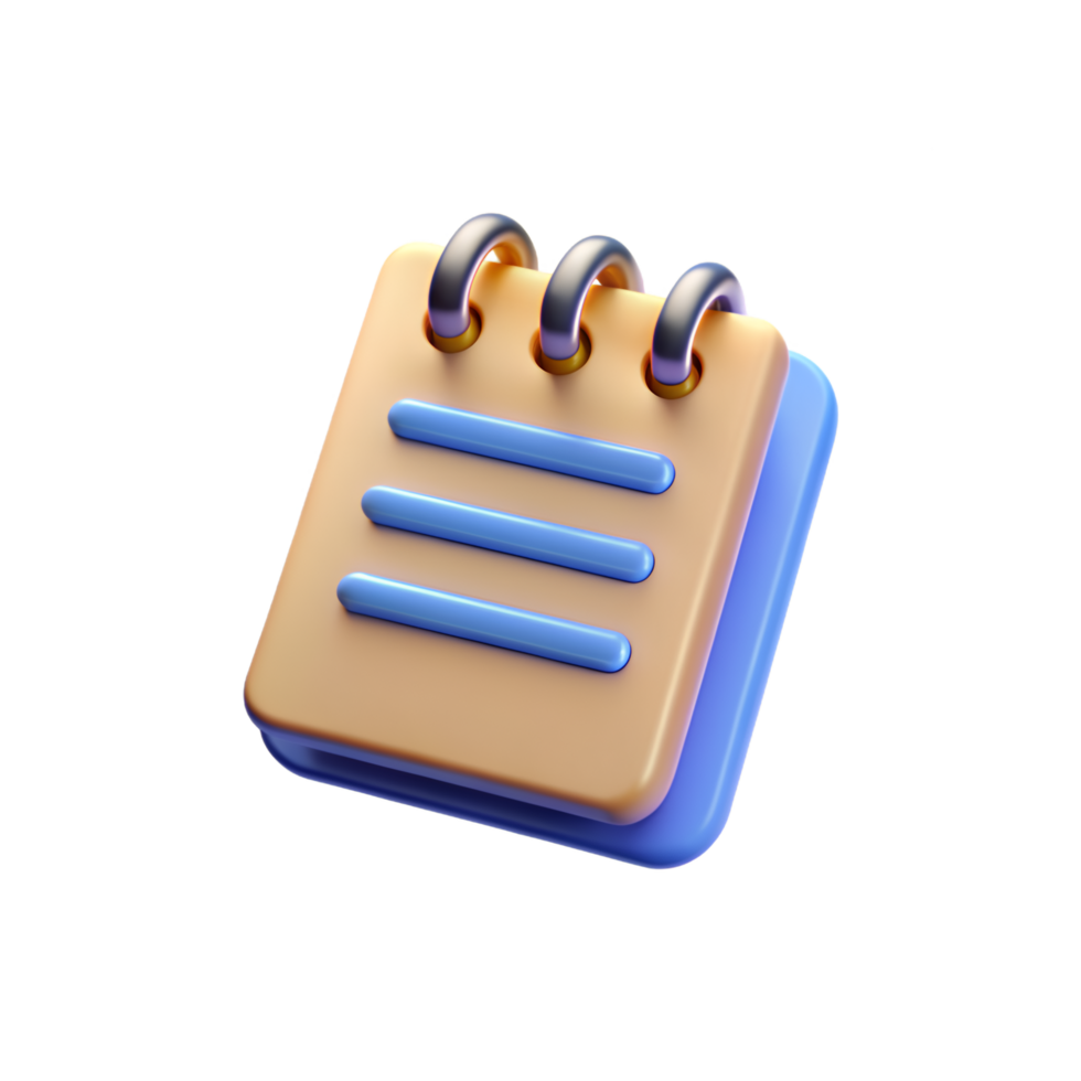 3D Illustration of a Closed Purple Notepad Icon. png