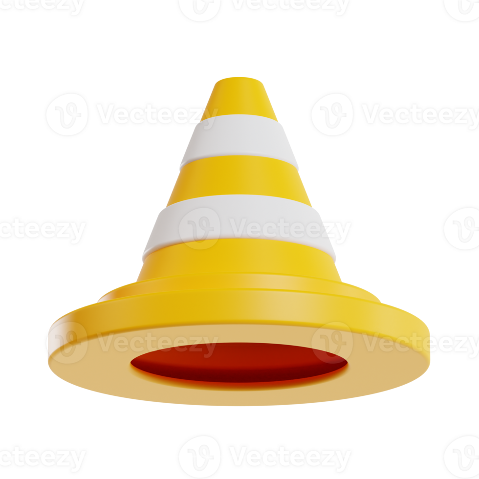 traffic cone 3d icon, transparent background png