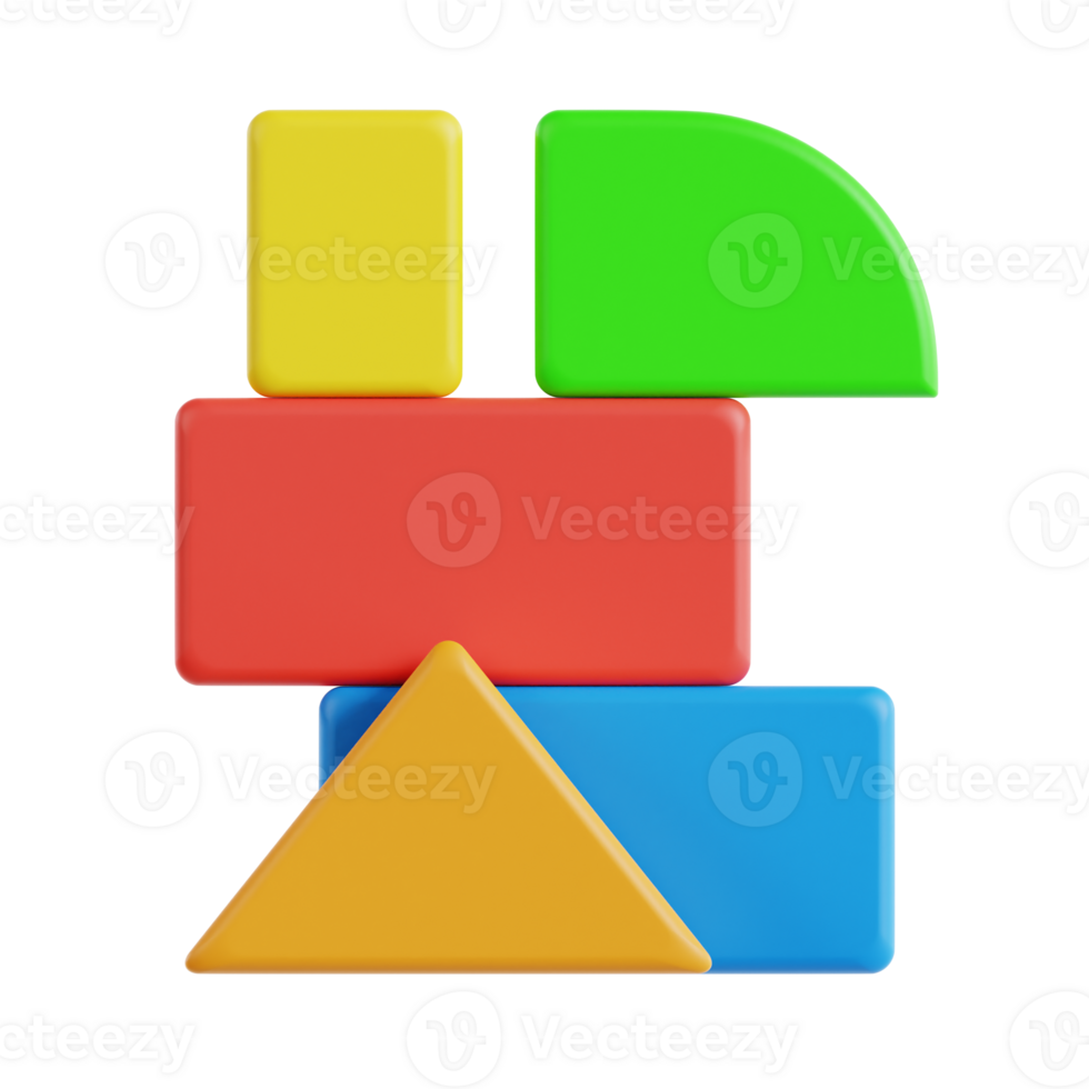 blocks game 3d icon, transparent background png