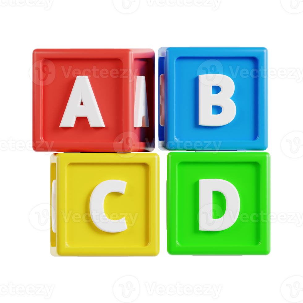 abc blocks 3d icon, transparent background png