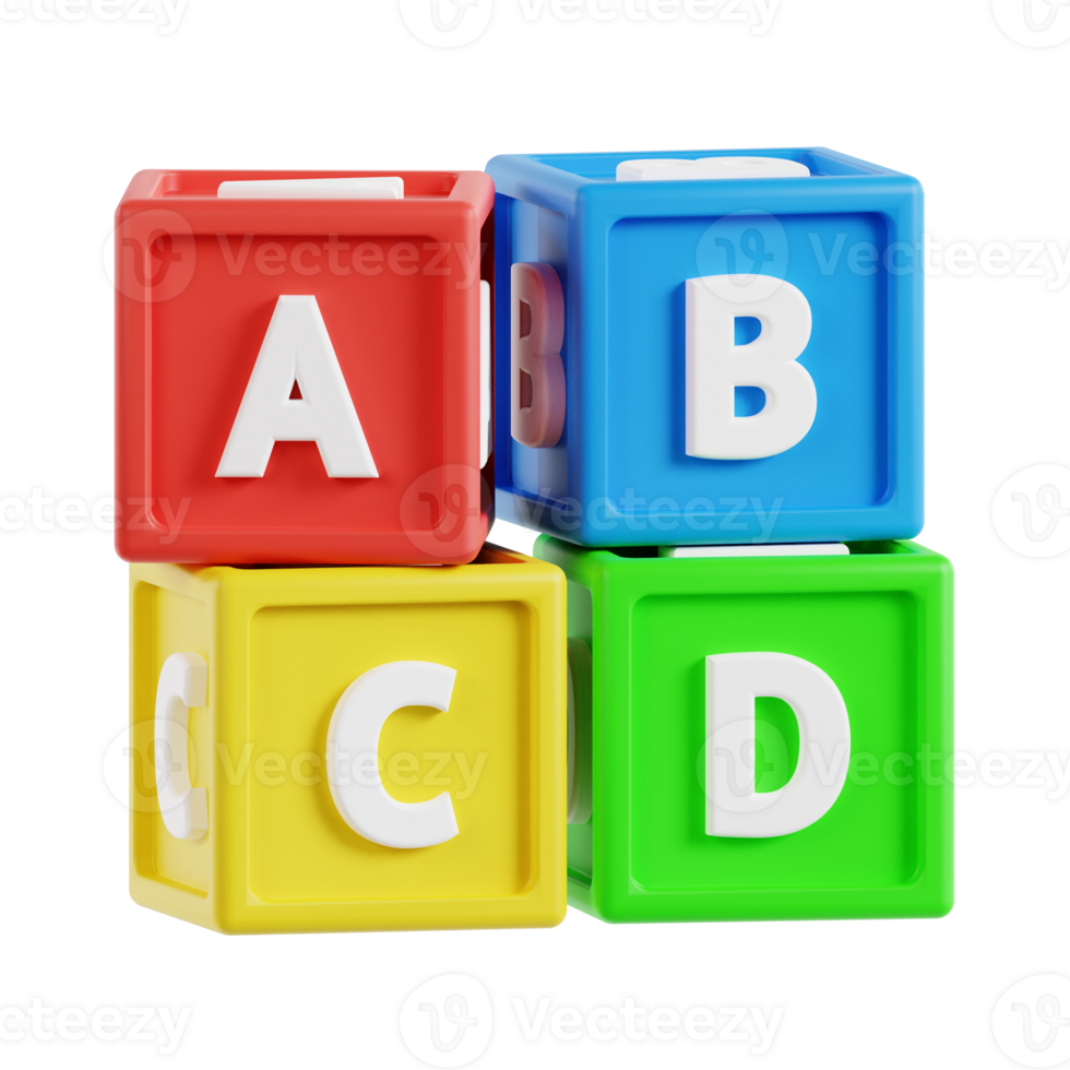 abc blocks 3d icon, transparent background png