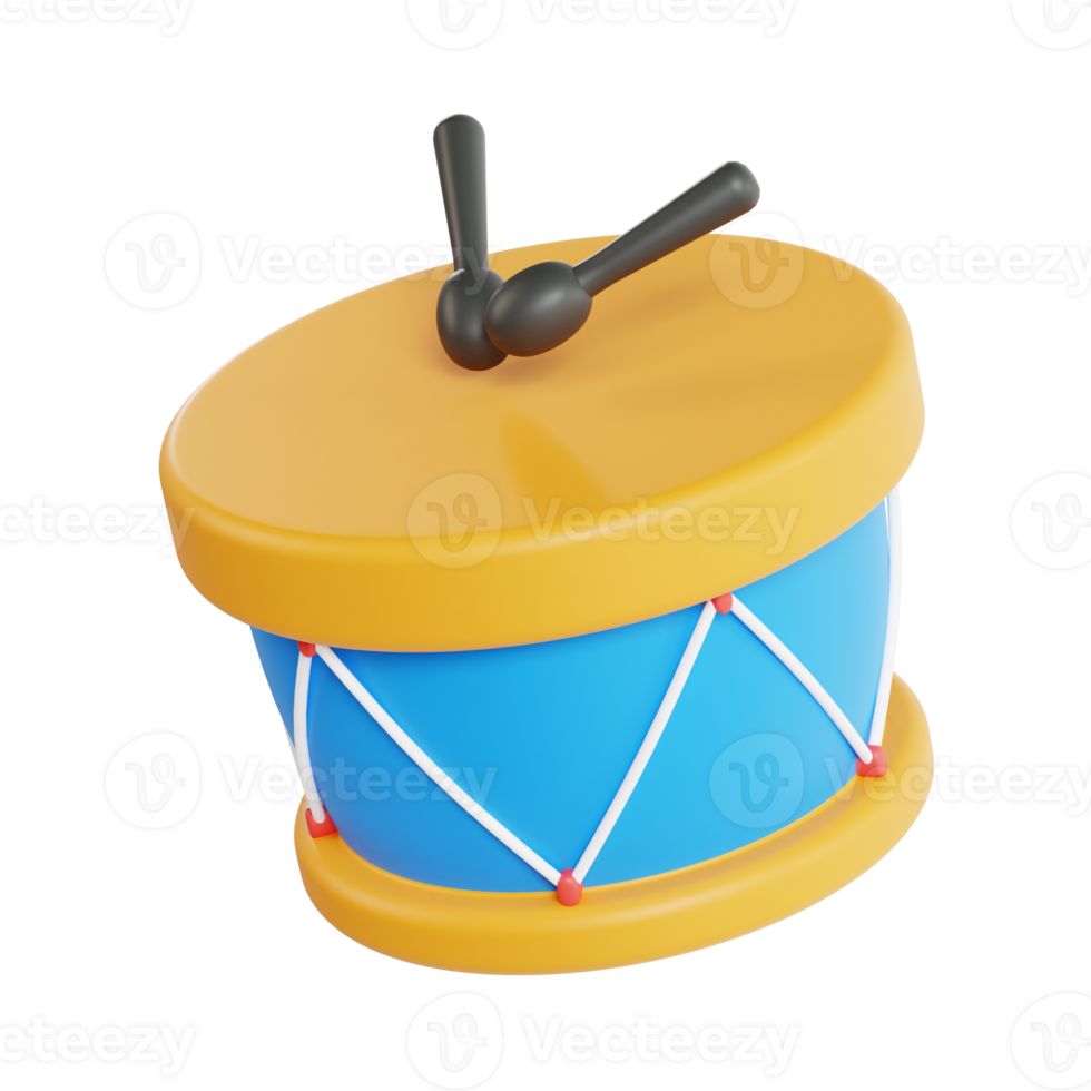 drum 3d icon, transparent background png