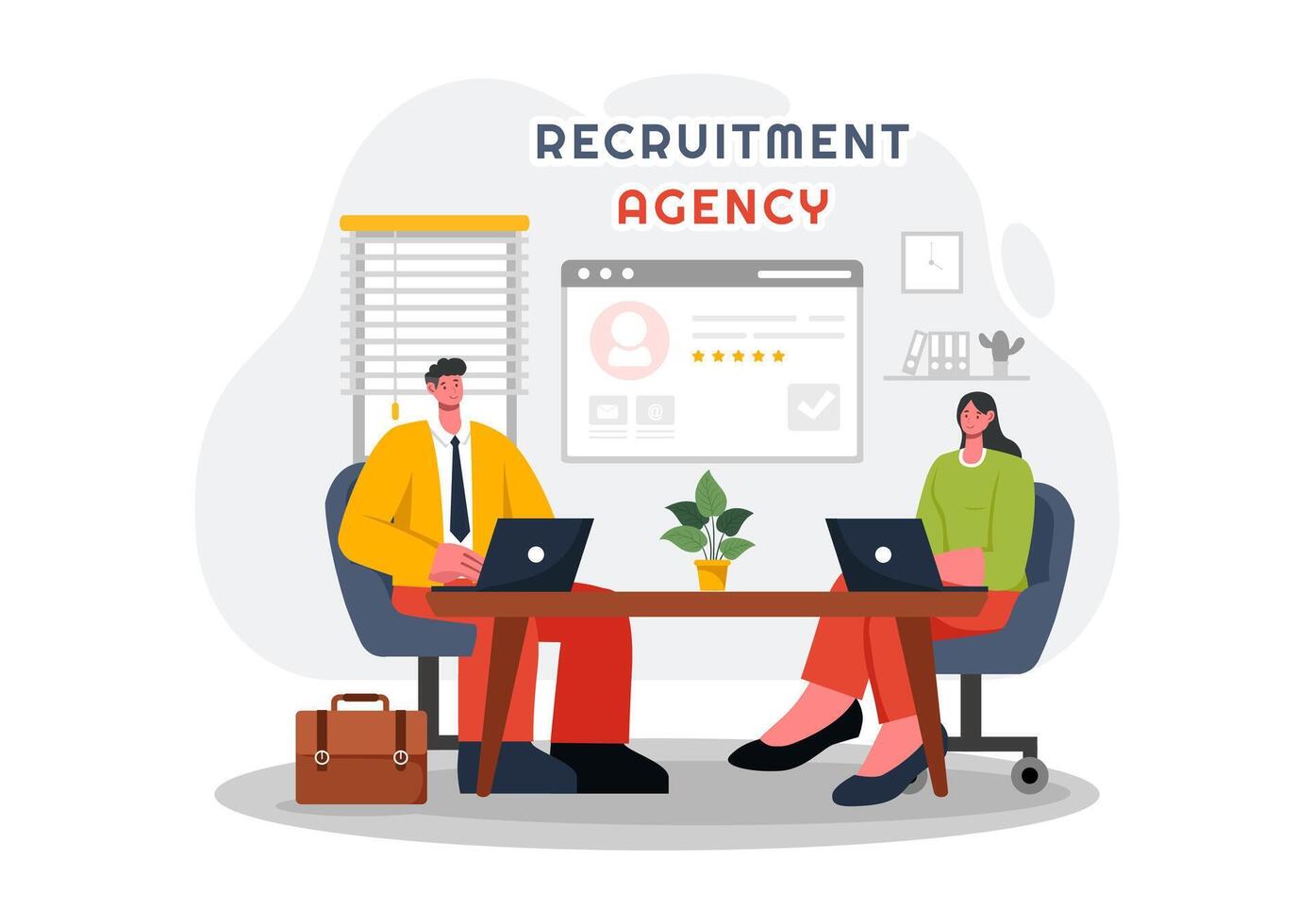 Recruitment Agency Illustration with Managers Selecting Candidates for Job Positions in a Flat Style Cartoon Background vector