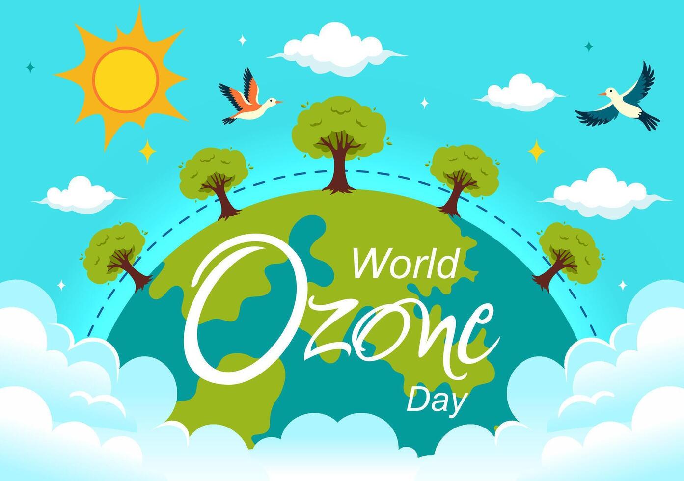 World Ozone Day Illustration on September 16 To Raise Public Awareness About Of The Earth Layer And Protecting Environment in Flat Background vector