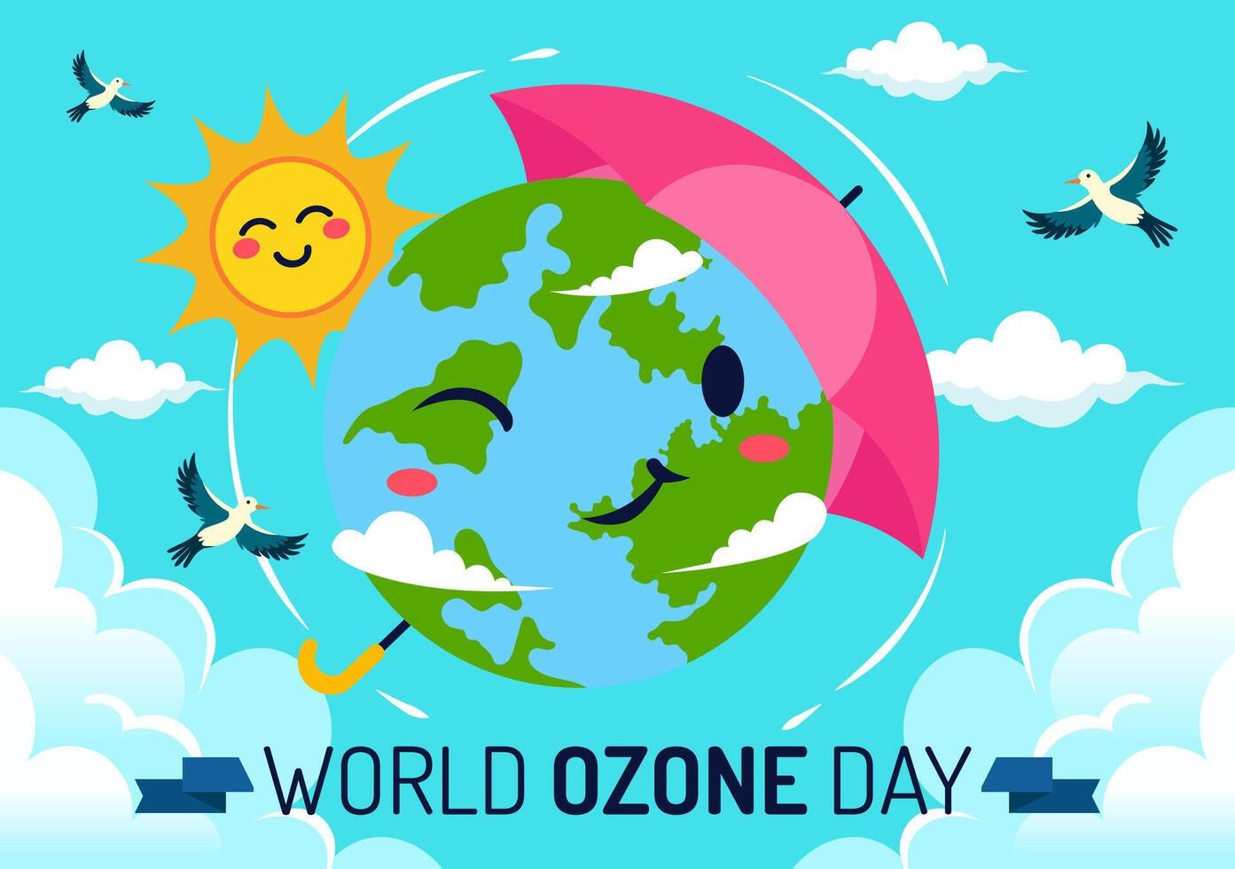 World Ozone Day Illustration on September 16 To Raise Public Awareness About Of The Earth Layer And Protecting Environment in Flat Background vector