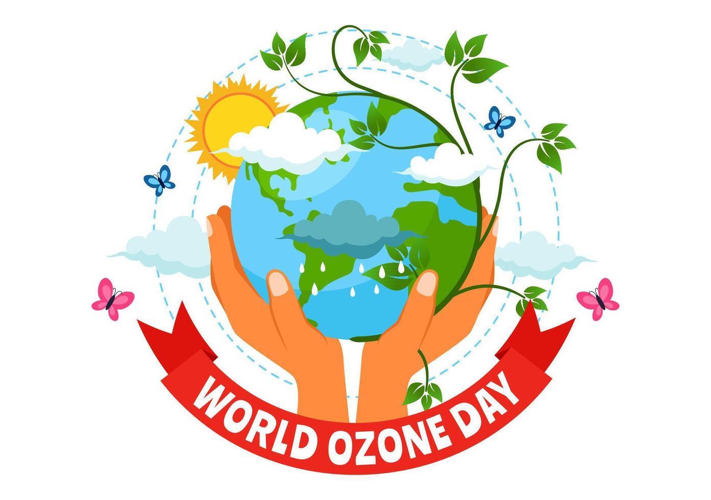 World Ozone Day Illustration on September 16 To Raise Public Awareness About Of The Earth Layer And Protecting Environment in Flat Background vector