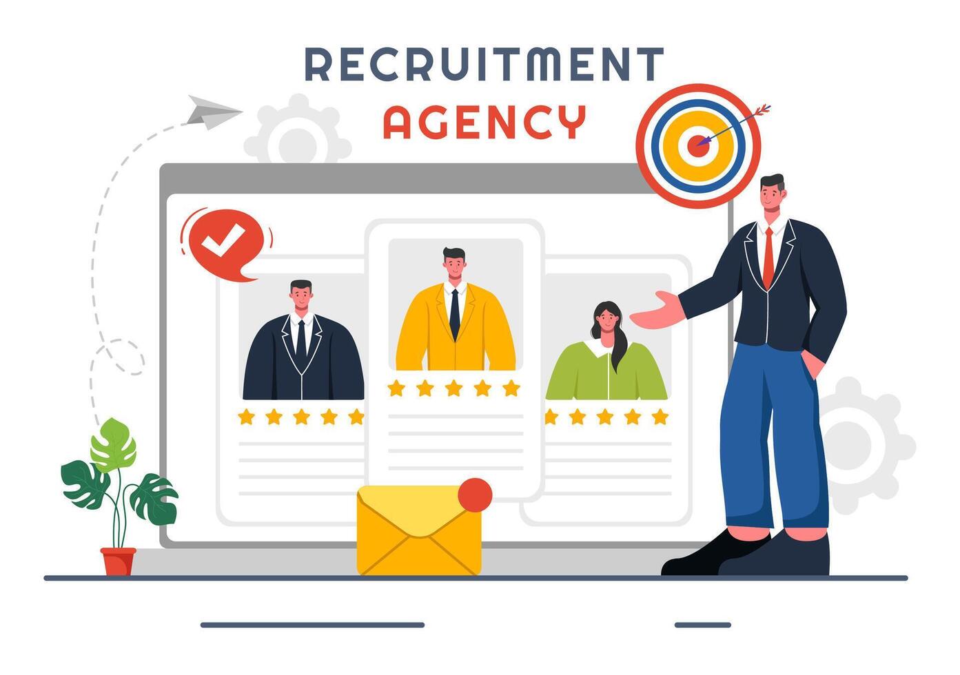 Recruitment Agency Illustration with Managers Selecting Candidates for Job Positions in a Flat Style Cartoon Background vector