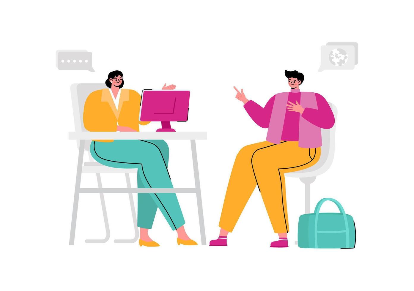 Immigration Consultant Illustration with Counseling Assistance to Provide Advice to People Planning to Move in a Flat Cartoon Background vector