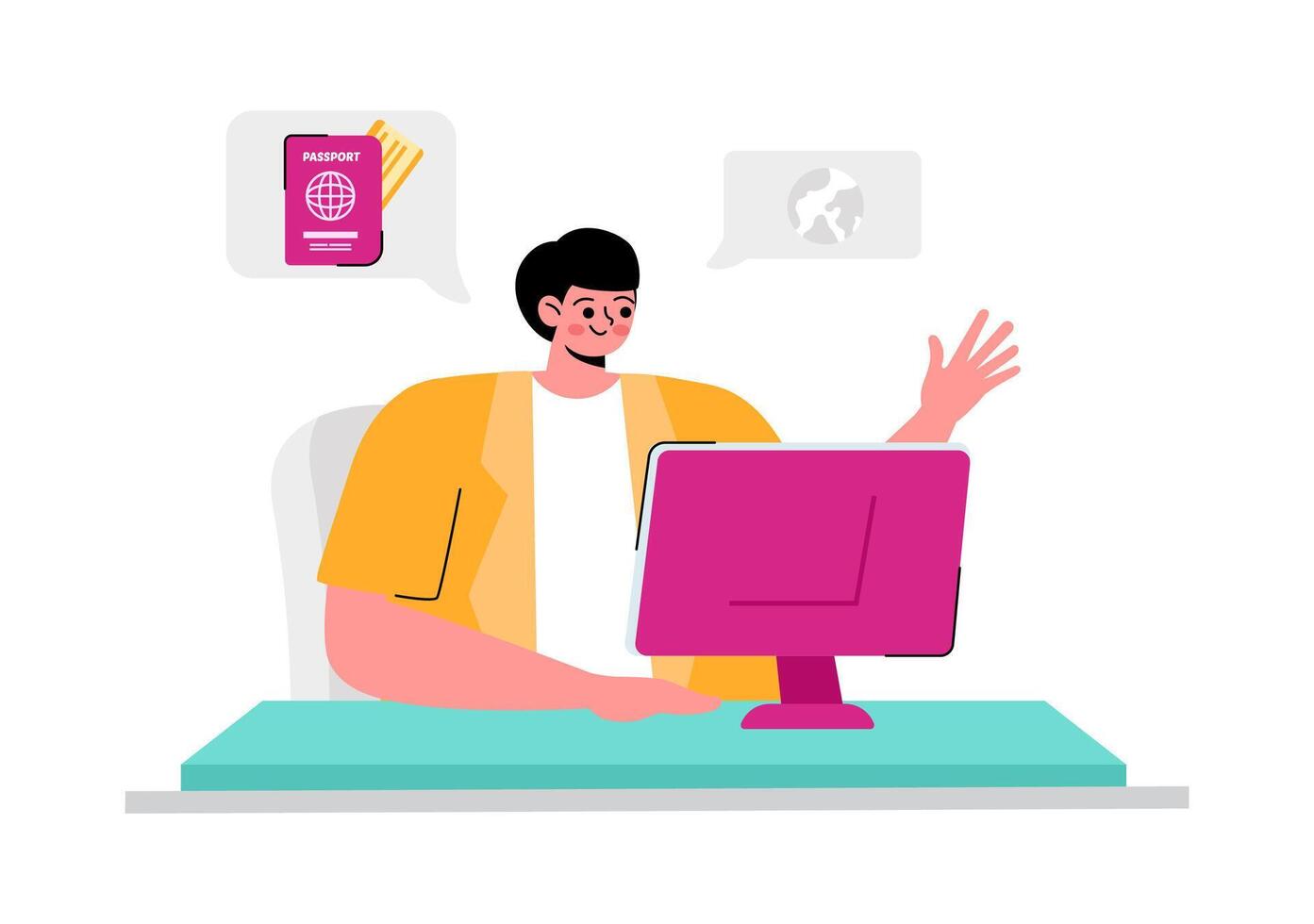 Immigration Consultant Illustration with Counseling Assistance to Provide Advice to People Planning to Move in a Flat Cartoon Background vector