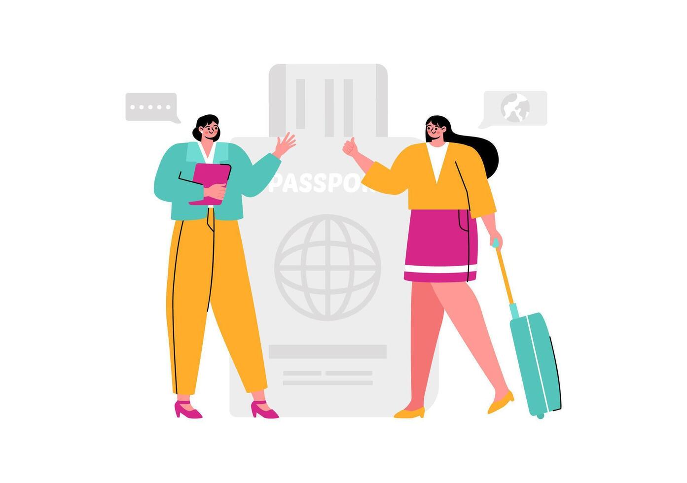 Immigration Consultant Illustration with Counseling Assistance to Provide Advice to People Planning to Move in a Flat Cartoon Background vector