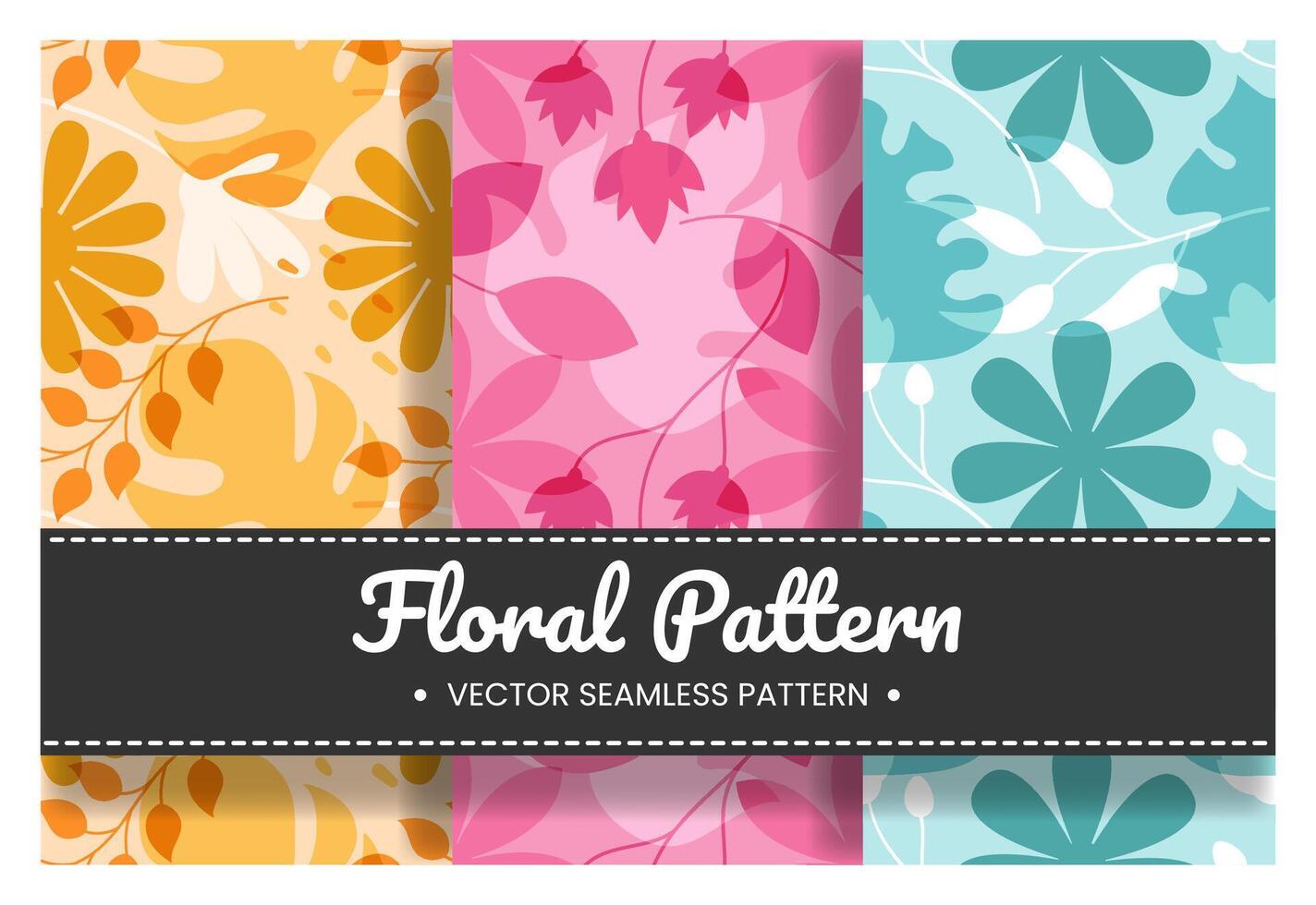 Floral Seamless Pattern Design Illustration with Blooming Branches and Leaf Flower in Hand-Drawn Cartoon Style Template vector