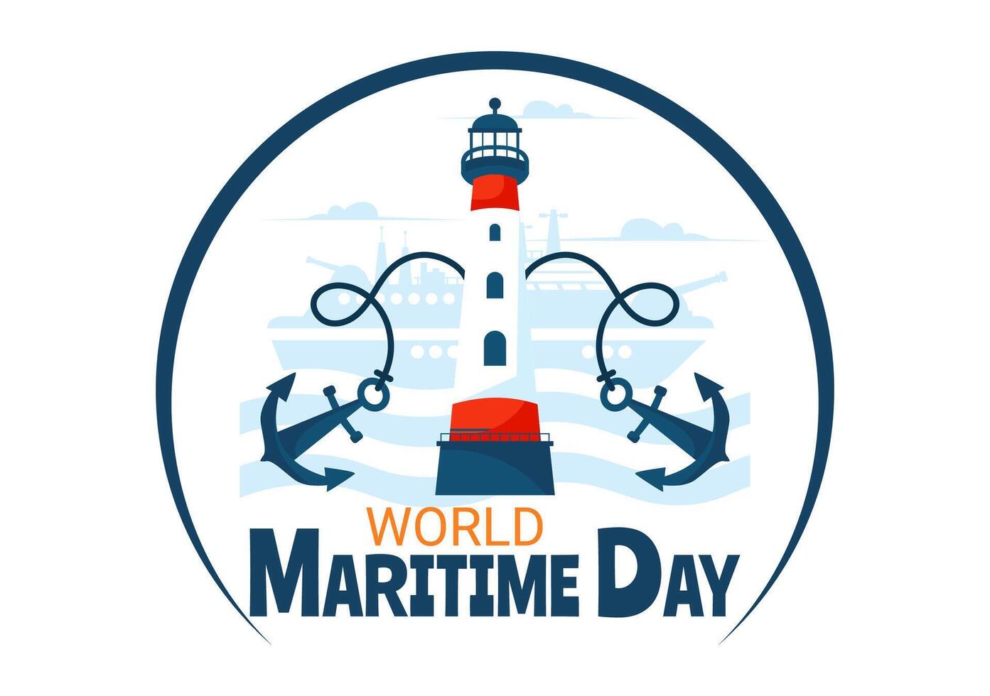 World Maritime Day Illustration with Sea and Ship for Shipping Safety, Security, and the Marine Environment in a Nautical Flat Background vector