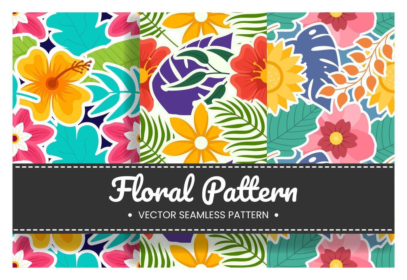 Floral Seamless Pattern Design Illustration with Blooming Branches and Leaf Flower in Hand-Drawn Cartoon Style Template vector