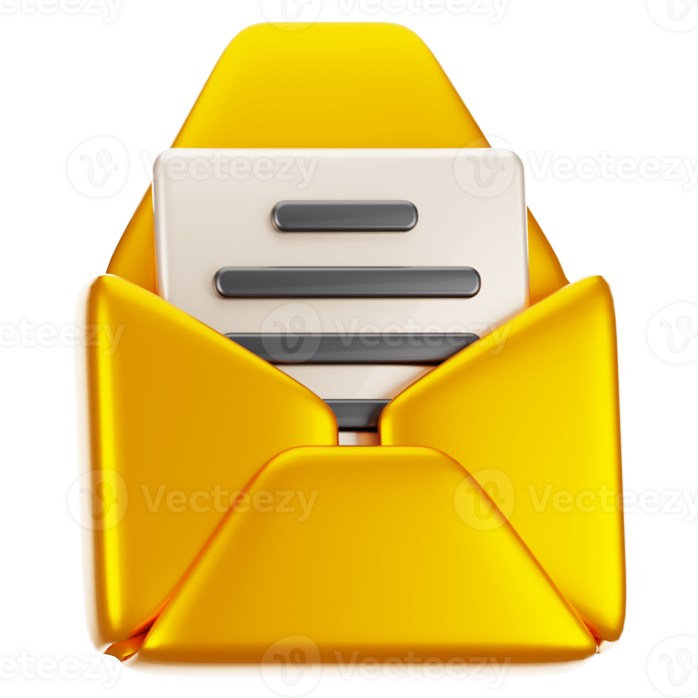3d rendering email with cartoon style. 3d social media icon concept png
