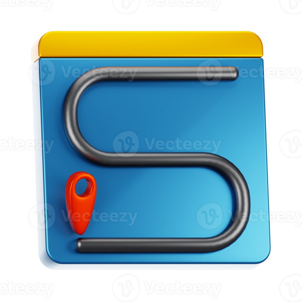3d rendering location with cartoon style. 3d social media icon concept png