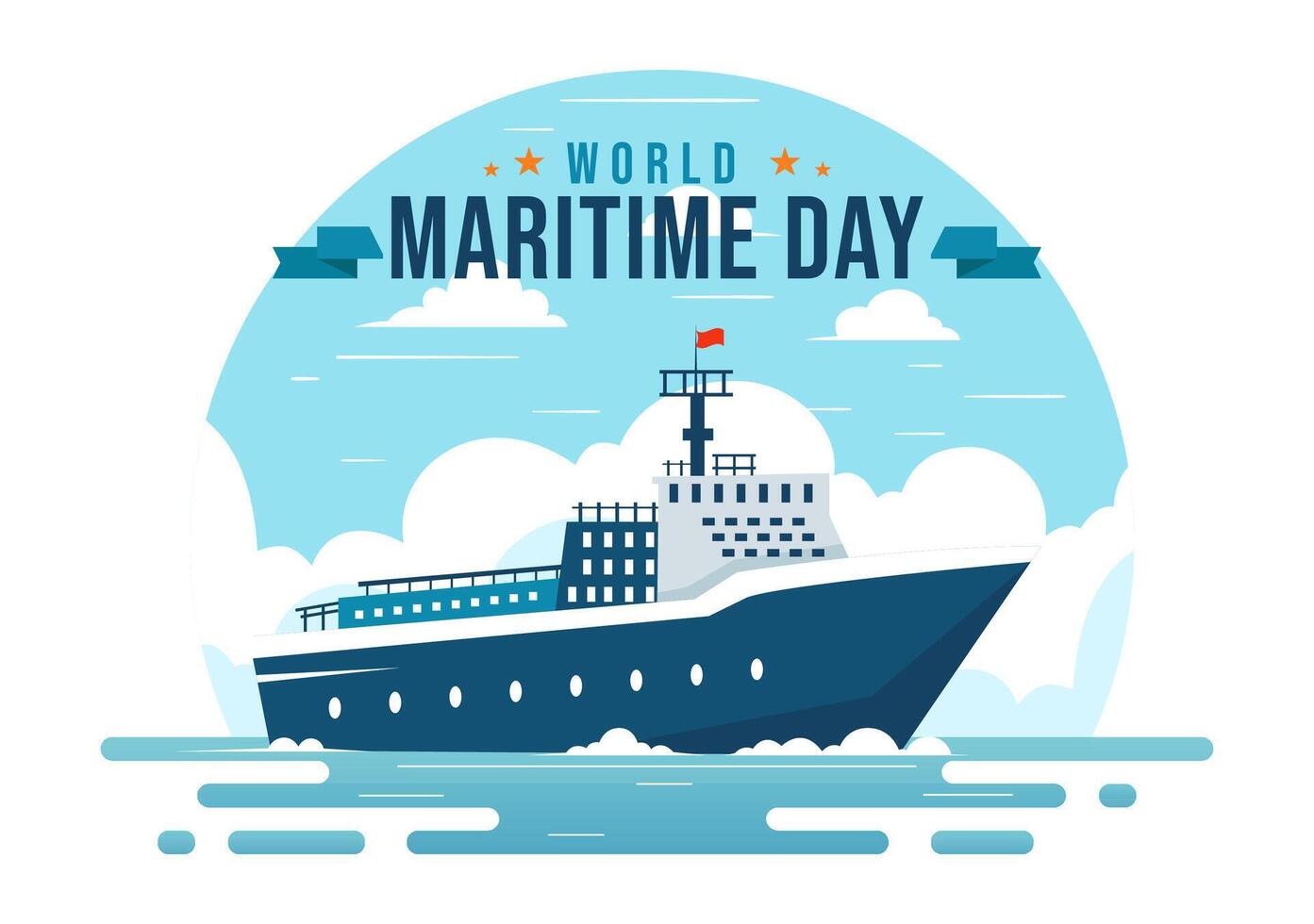 World Maritime Day Illustration with Sea and Ship for Shipping Safety, Security, and the Marine Environment in a Nautical Flat Background vector