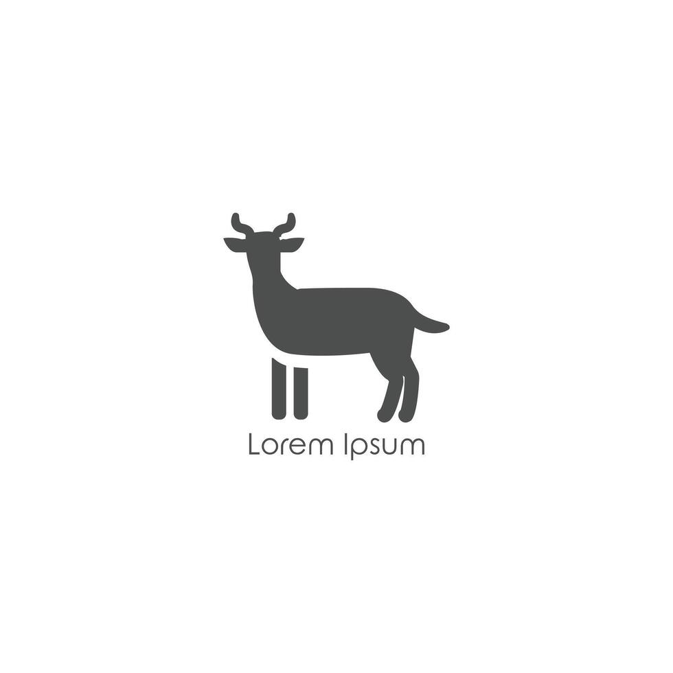A simple logo with a goat, in gray and white. vector