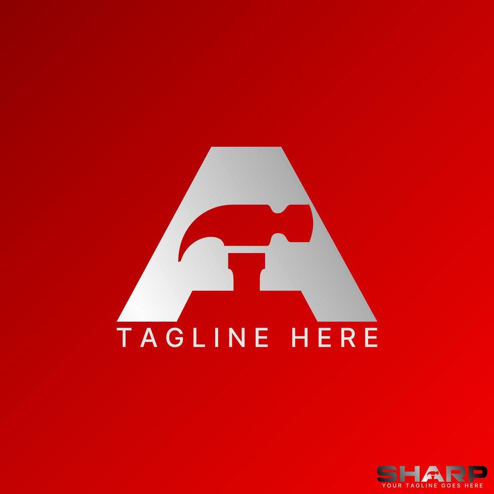 Logo design graphic concept creative premium stock initial A font negative space hammer. Related to monogram typography branding vector