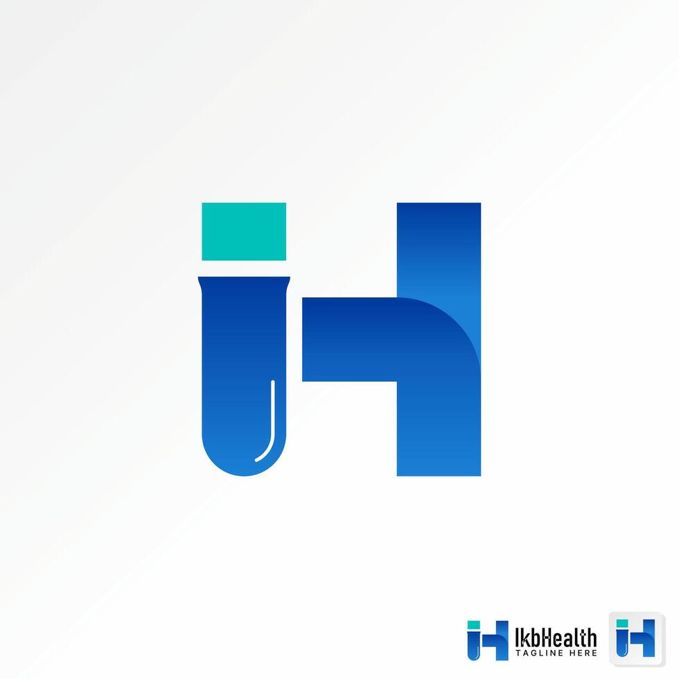 Logo design graphic concept creative premium stock unique initial H or IH font with Modern glass laboratory. Related monogram typography brand vector