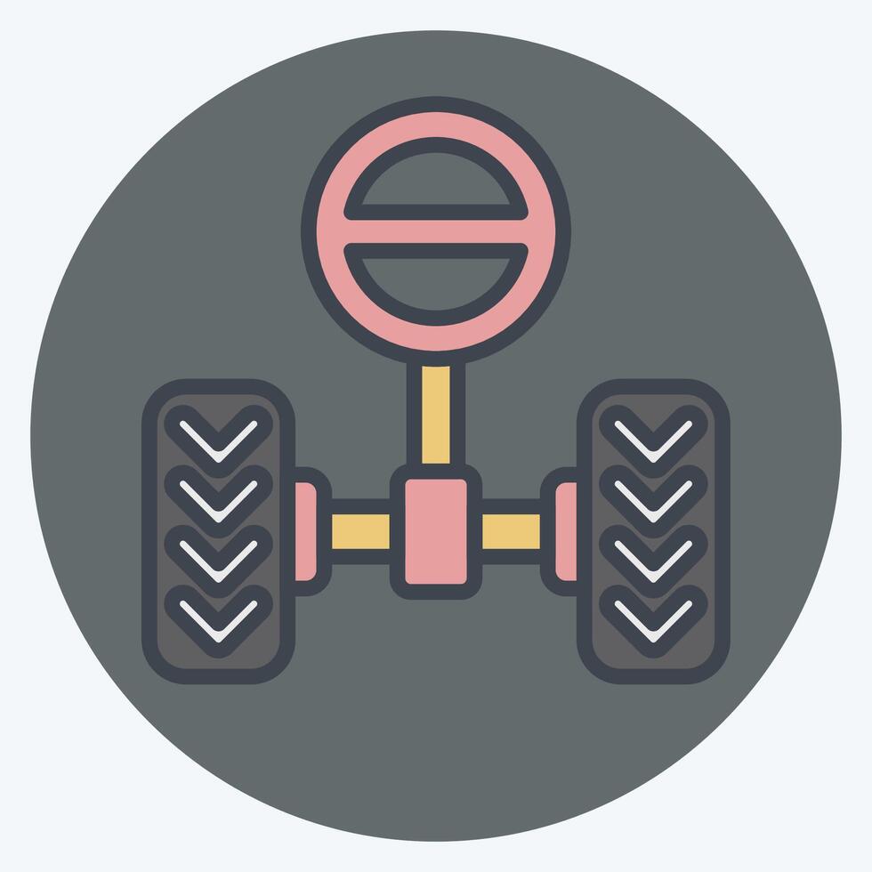 Icon Steering System. related to Car Maintenance symbol. color mate style. simple illustration vector
