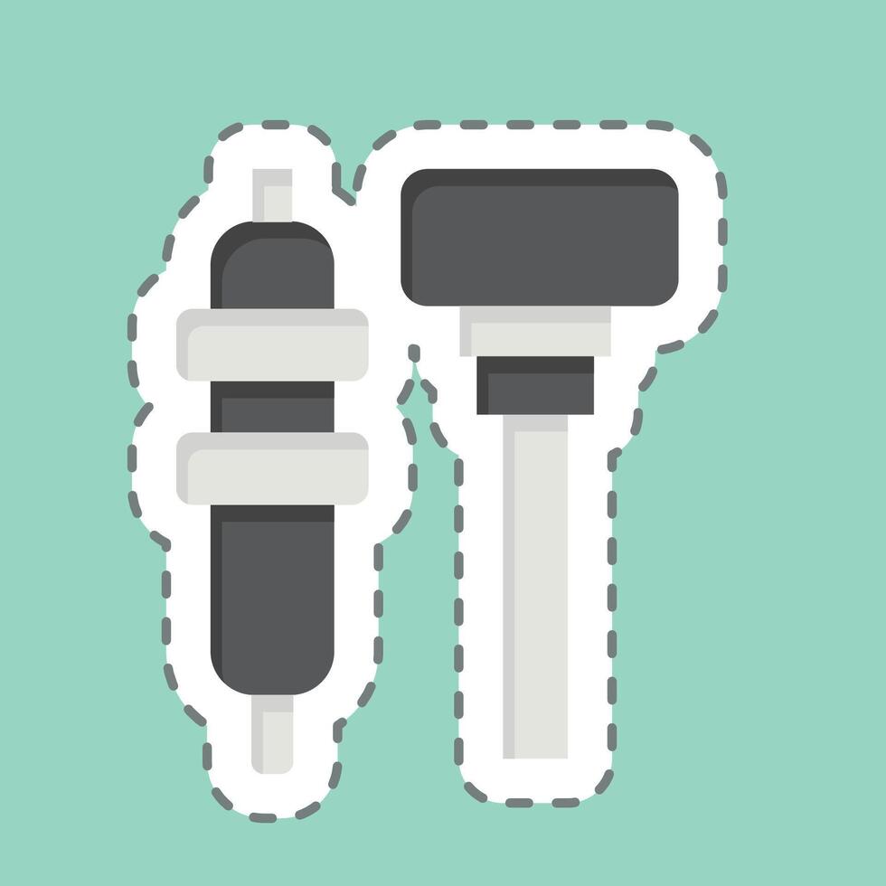 Sticker line cut Glow Plug. related to Car Maintenance symbol. simple illustration vector