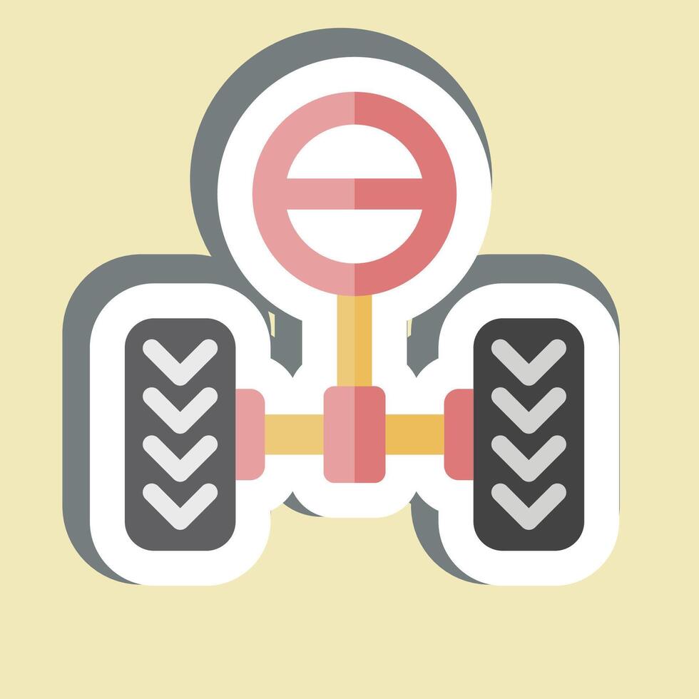 Sticker Steering System. related to Car Maintenance symbol. simple illustration vector