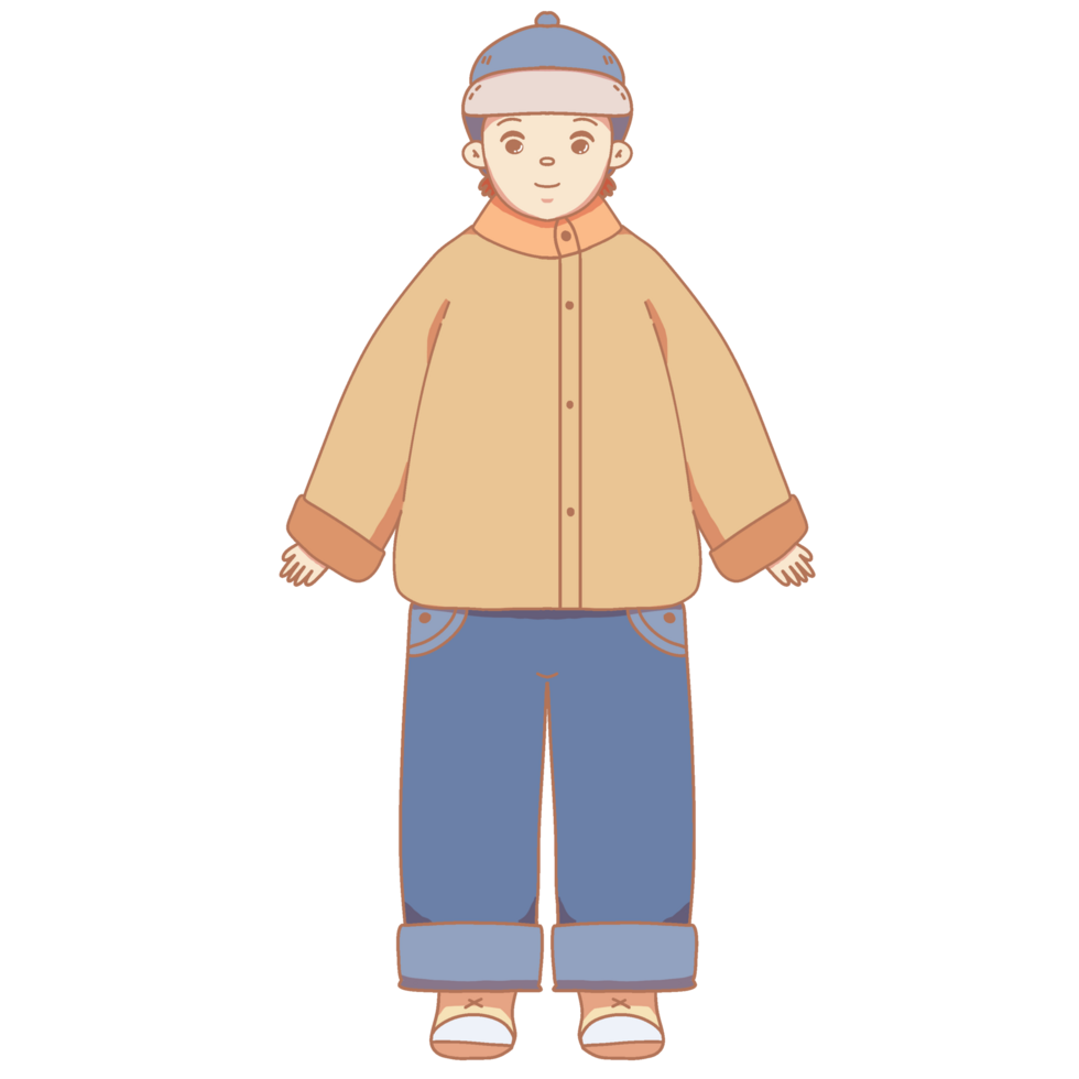 Cute Childern character Illustration with winter outfits png