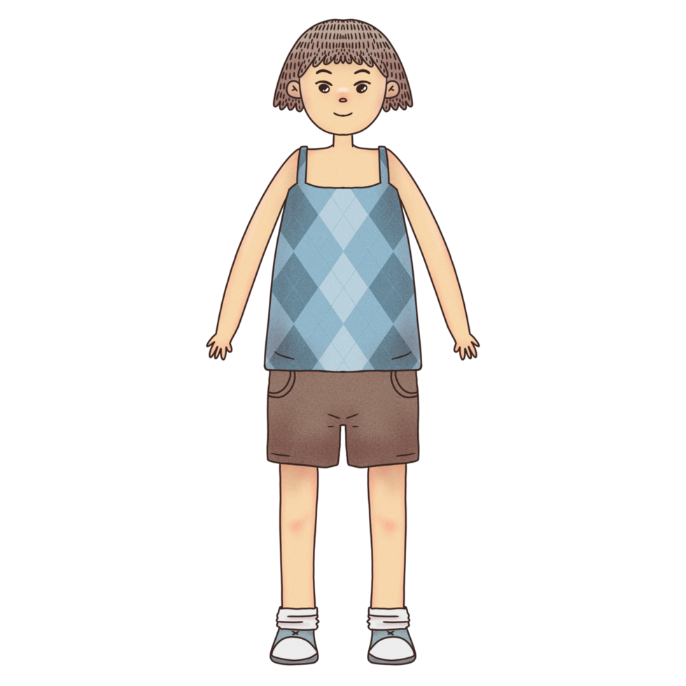 Cute Childern character Illustration with summer outfits png