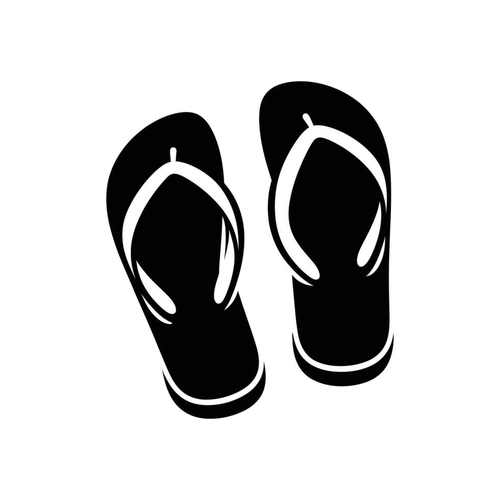 High-Quality Black and White Flip Flop Silhouette - Ideal for Vacation and Travel Projects vector