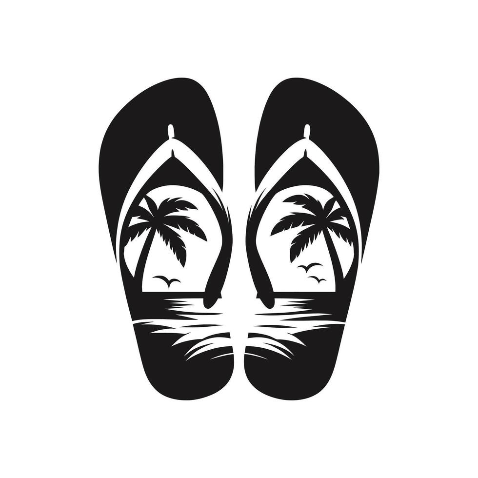 Flip Flop Silhouette Illustration - Perfect for Summer Designs and Beach Themes vector