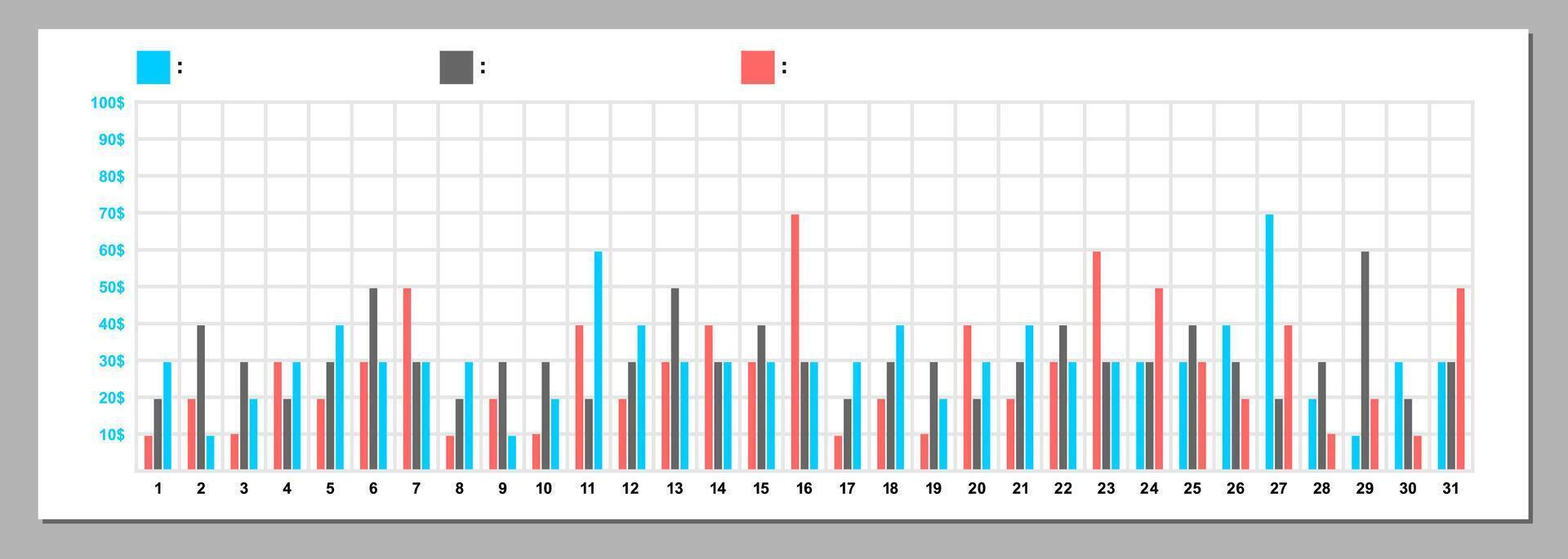 Infographic template, bar chart, daily chart statistics in a month vector