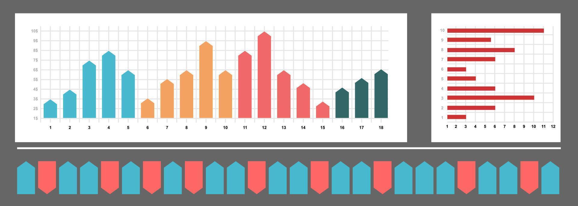 Infographic dashboard template. Simple design of interface, admin panel with graphs, chart diagrams. infographic data presentation. vector