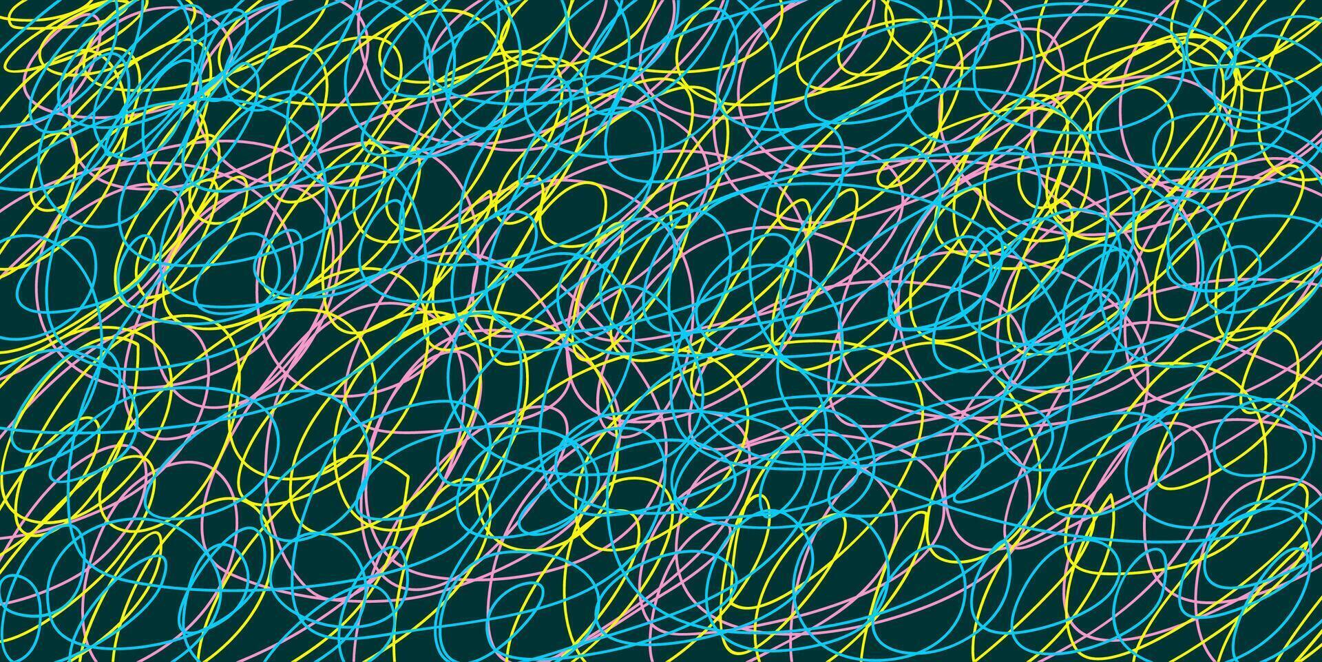 Colored tangled pattern. Abstract chaotic texture. Background with lines and waves. Art creation vector