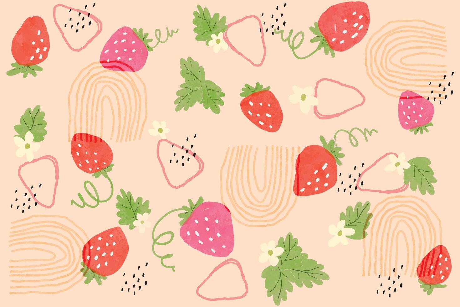 Strawberries abstract pattern background vector