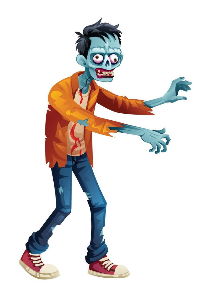 Lurching zombie character illustration. cartoon isolated on white background vector