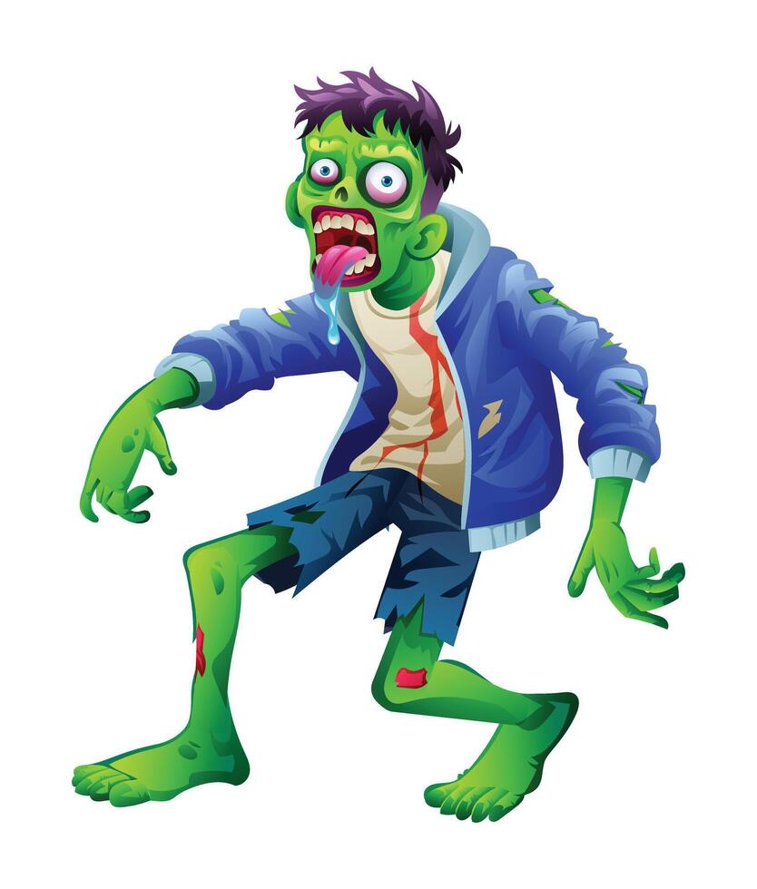 Scary zombie character illustration. cartoon isolated on white background vector