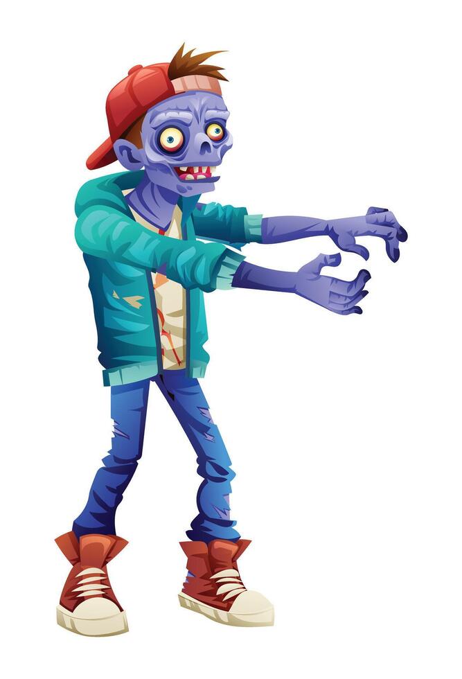 Cartoon zombie halloween character illustration. cartoon isolated on white background vector