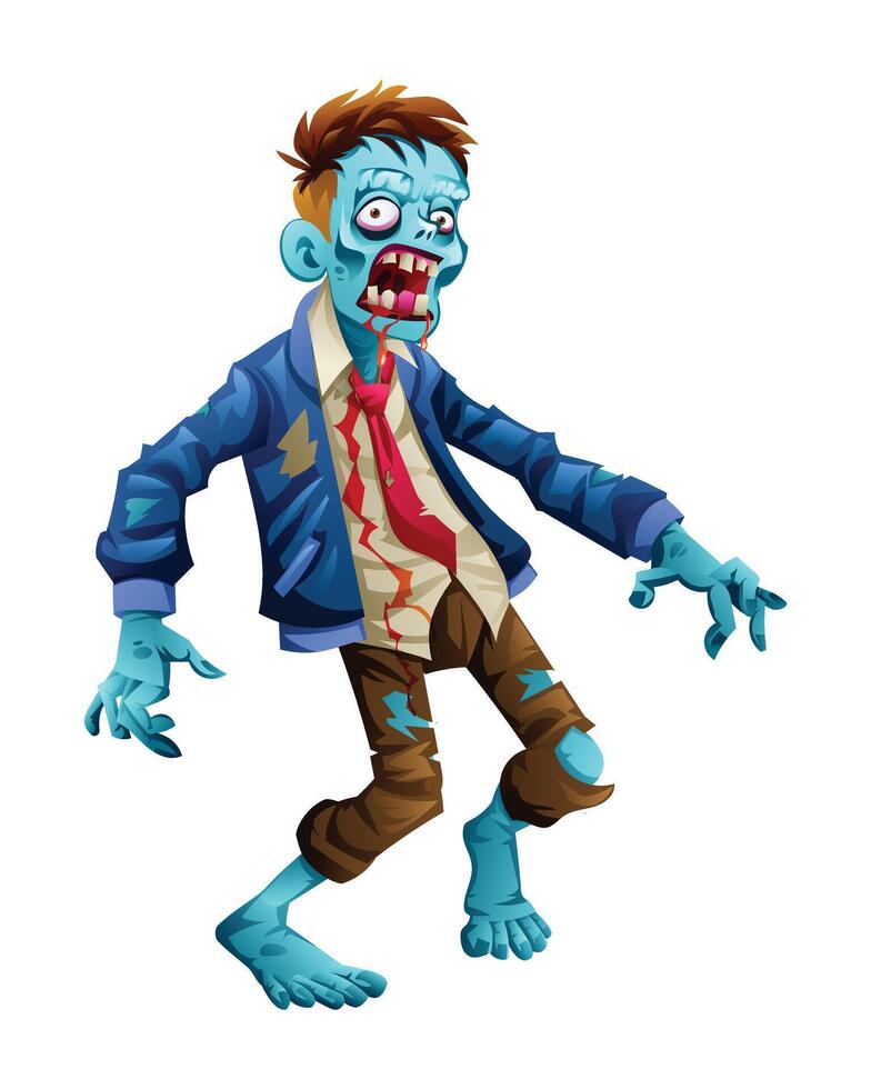 Scary zombie character. cartoon illustration isolated on white background vector