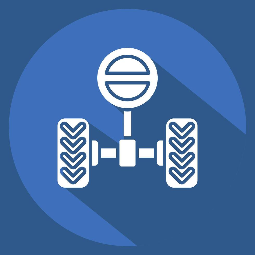 Icon Steering System. related to Car Maintenance symbol. long shadow style. simple illustration vector