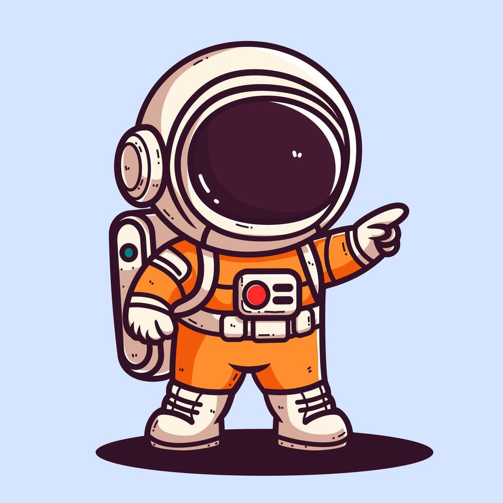 Cute cartoon character Astronaut wearing orange suit and helmet vector