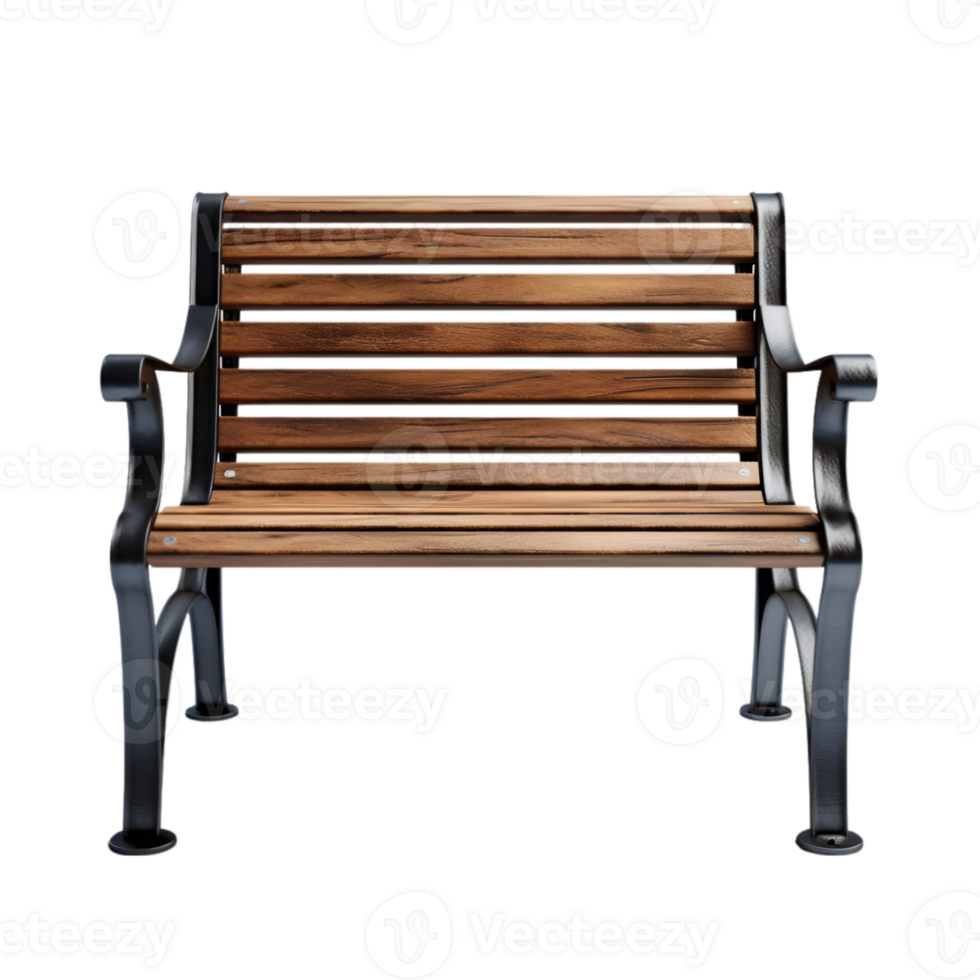 Wooden park bench on transparent background png
