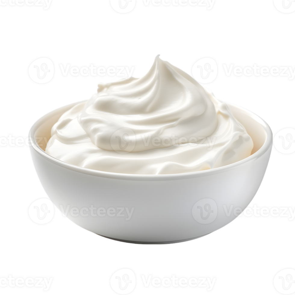 Creamy sour cream in a bowl on transparent background png