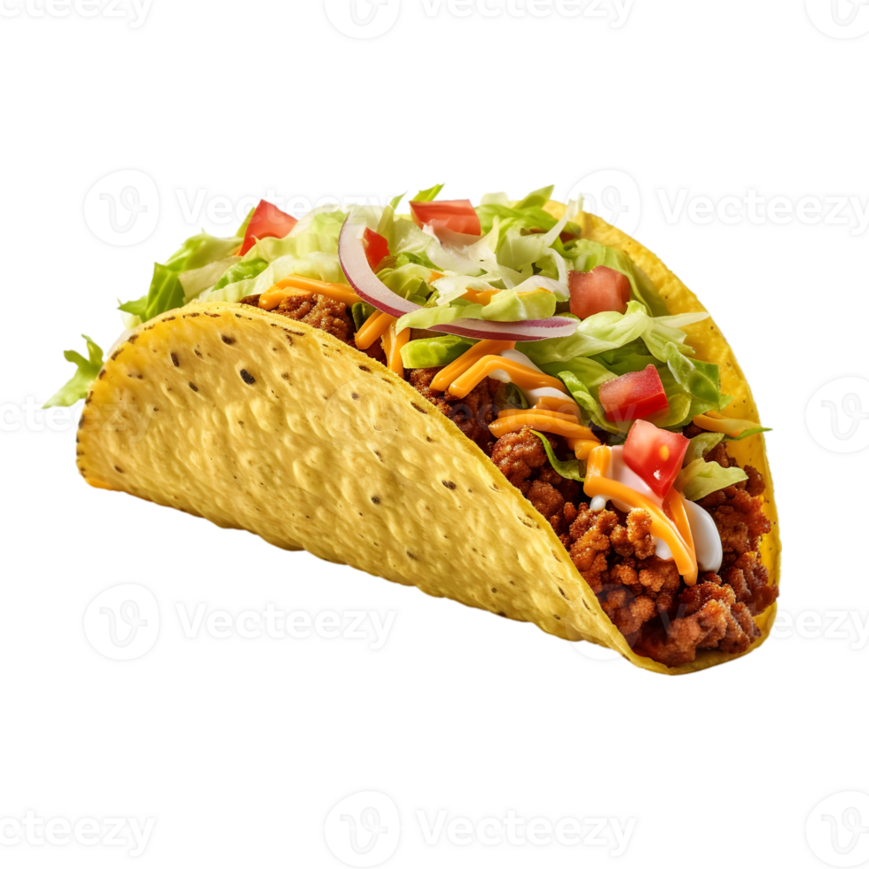 Tacos with meat and vegetables on transparent background png